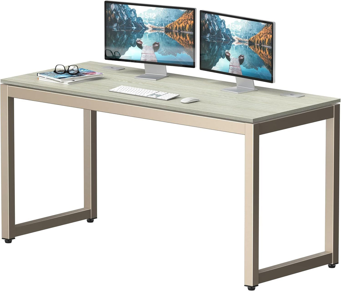 SHW 55-Inch Commercial-Grade Office Computer Desk, 140 x 60 cm, Maple