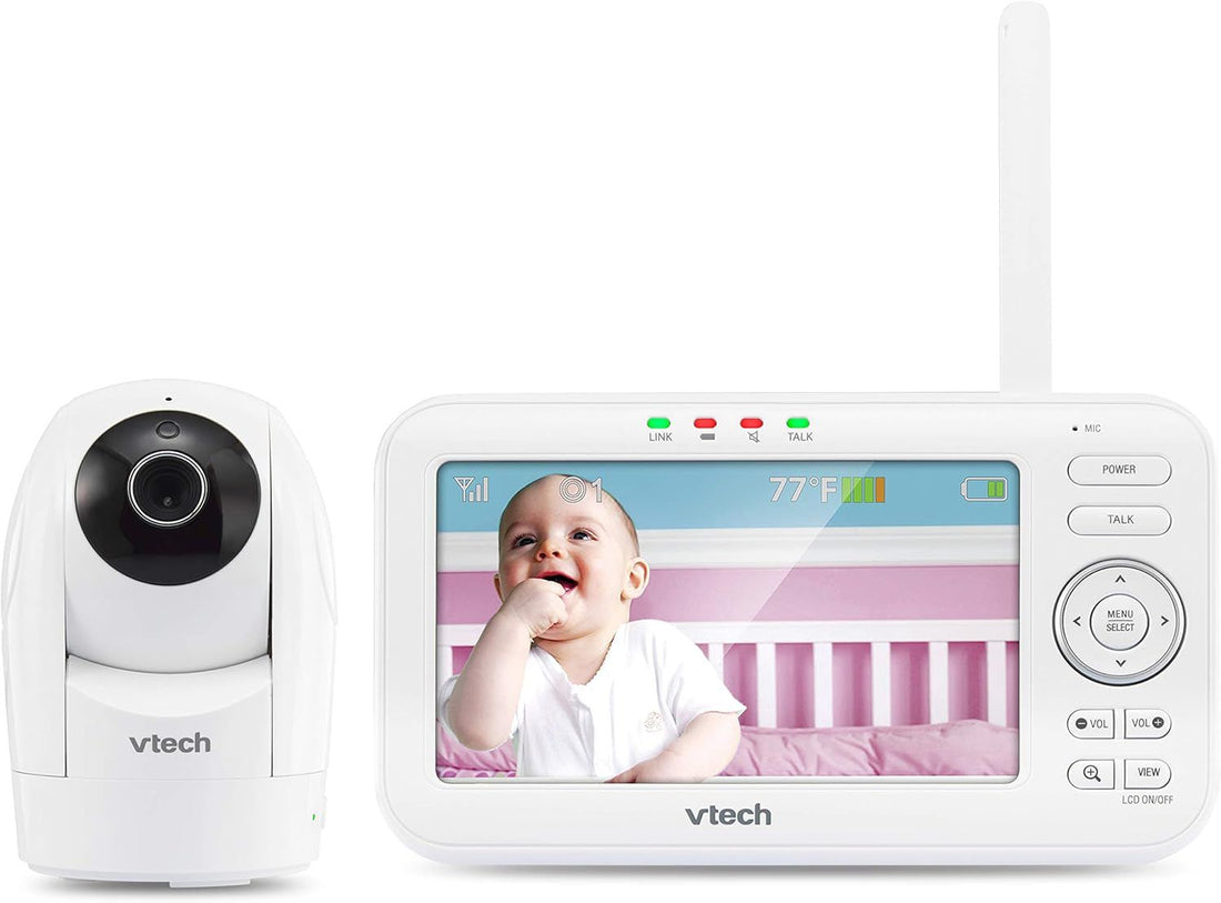 VTech VM5262 5 Color LCD Digital Video Baby Monitor, 360 Degree Pan & Tilt Camera, Automatic Night Vision, Temperature Sensor