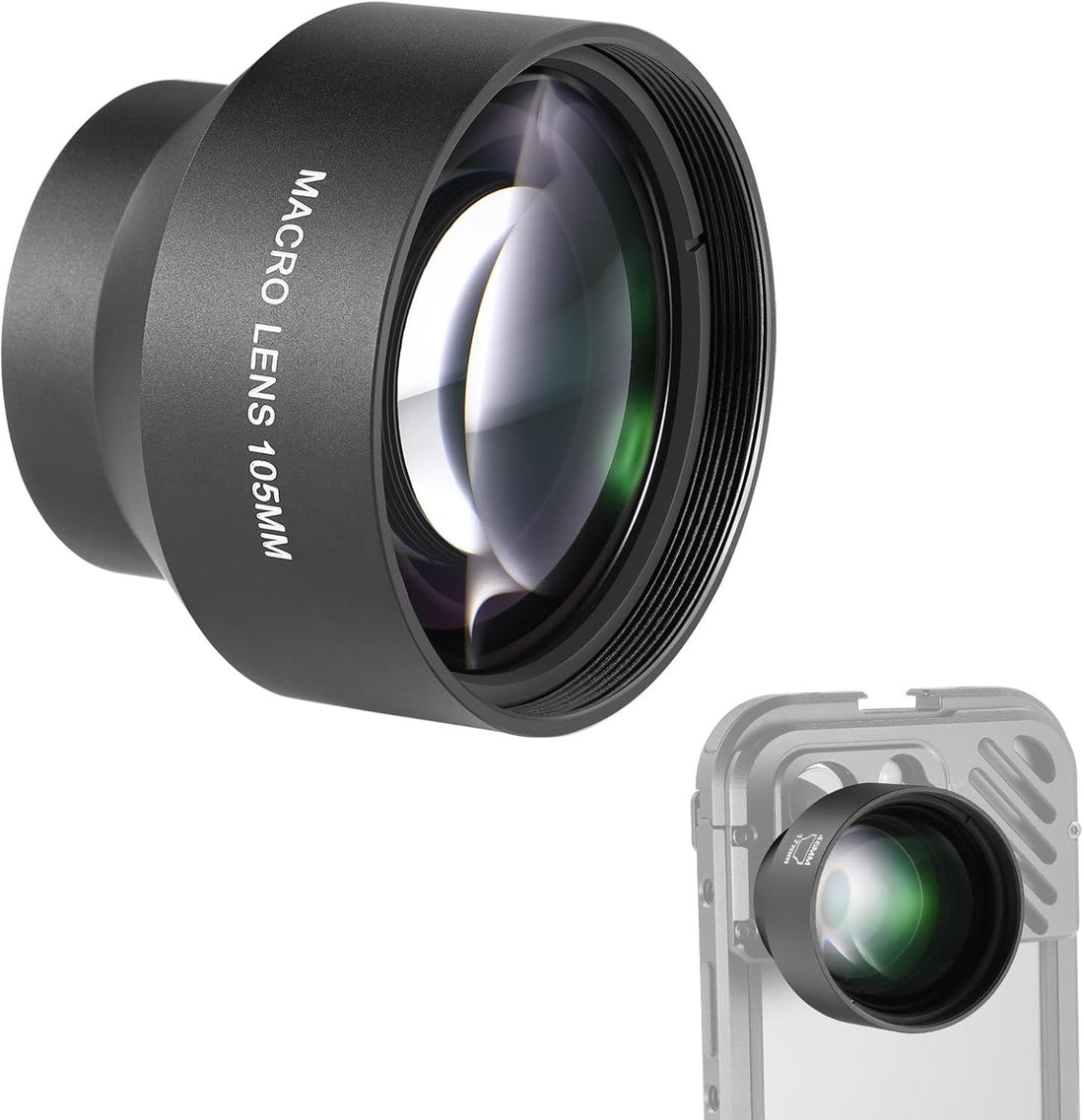NEEWER HD 105mm Macro Lens Only for 17mm Thread Backplate, Compatible with SmallRig NEEWER iPhone Samsung Phone Cage Case with 17 mm Lens Adapter, 46mm Front Thread, LS-26
