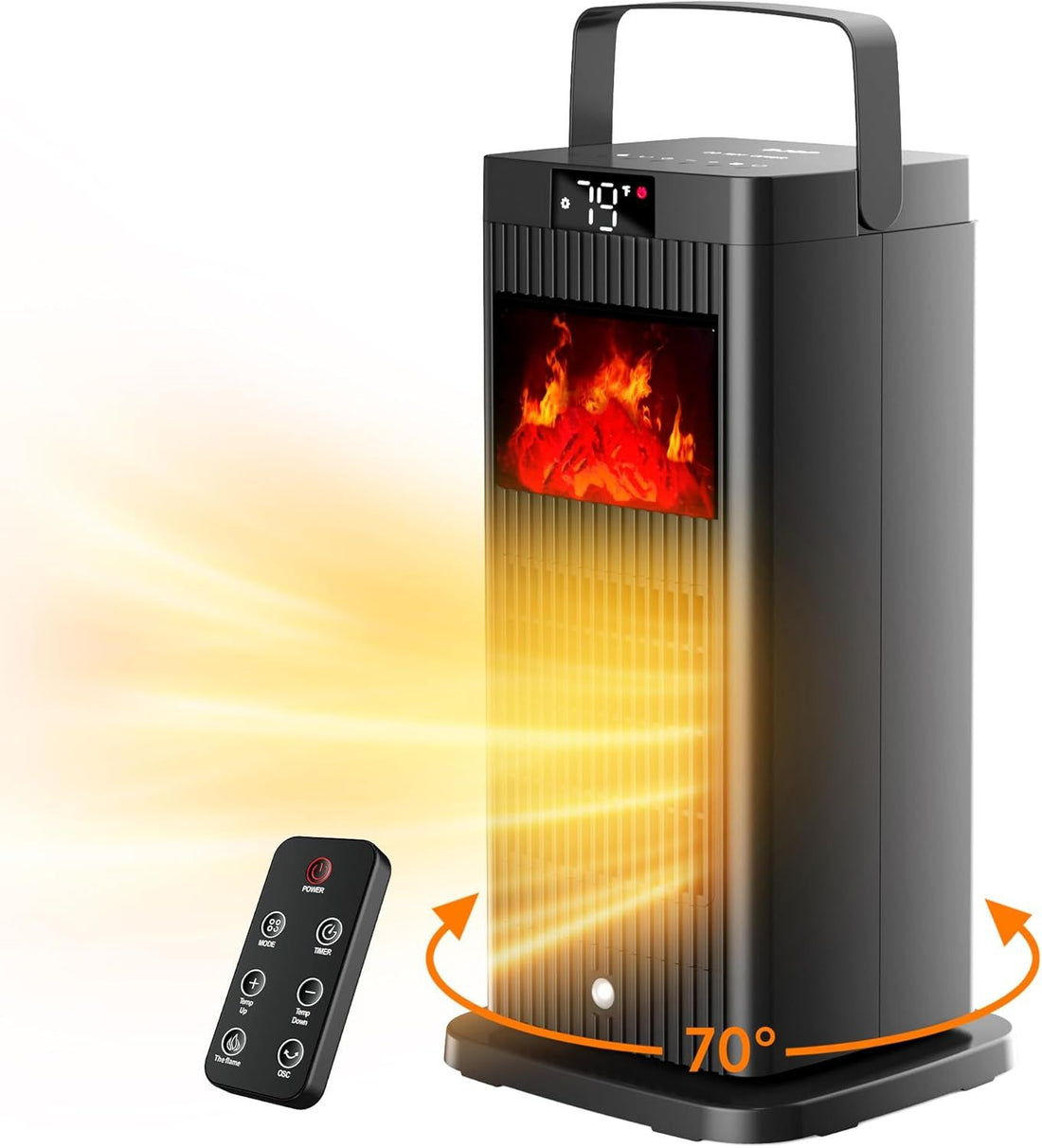 2026 New Version Space Heater, ETL & UL Certified Portable Space Heaters with Flame Effect 1500W Oscillating Electric PTC Ceramic Room Heater for Indoor Use,Bedroom,Office,Desk,Garage