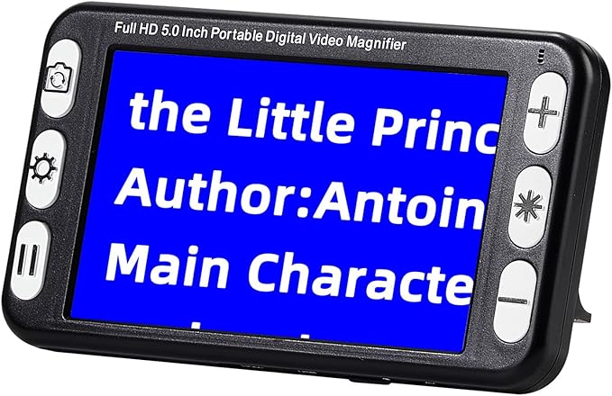Digital Video Magnifier Reading Aids-Portable Electronic Magnifier 5 Inch, Folding Handheld Rechargeable Vision Aids for Low Vision, 2-48X LCD Screen Zoom HDMI&AV Output 26 Color(Black)