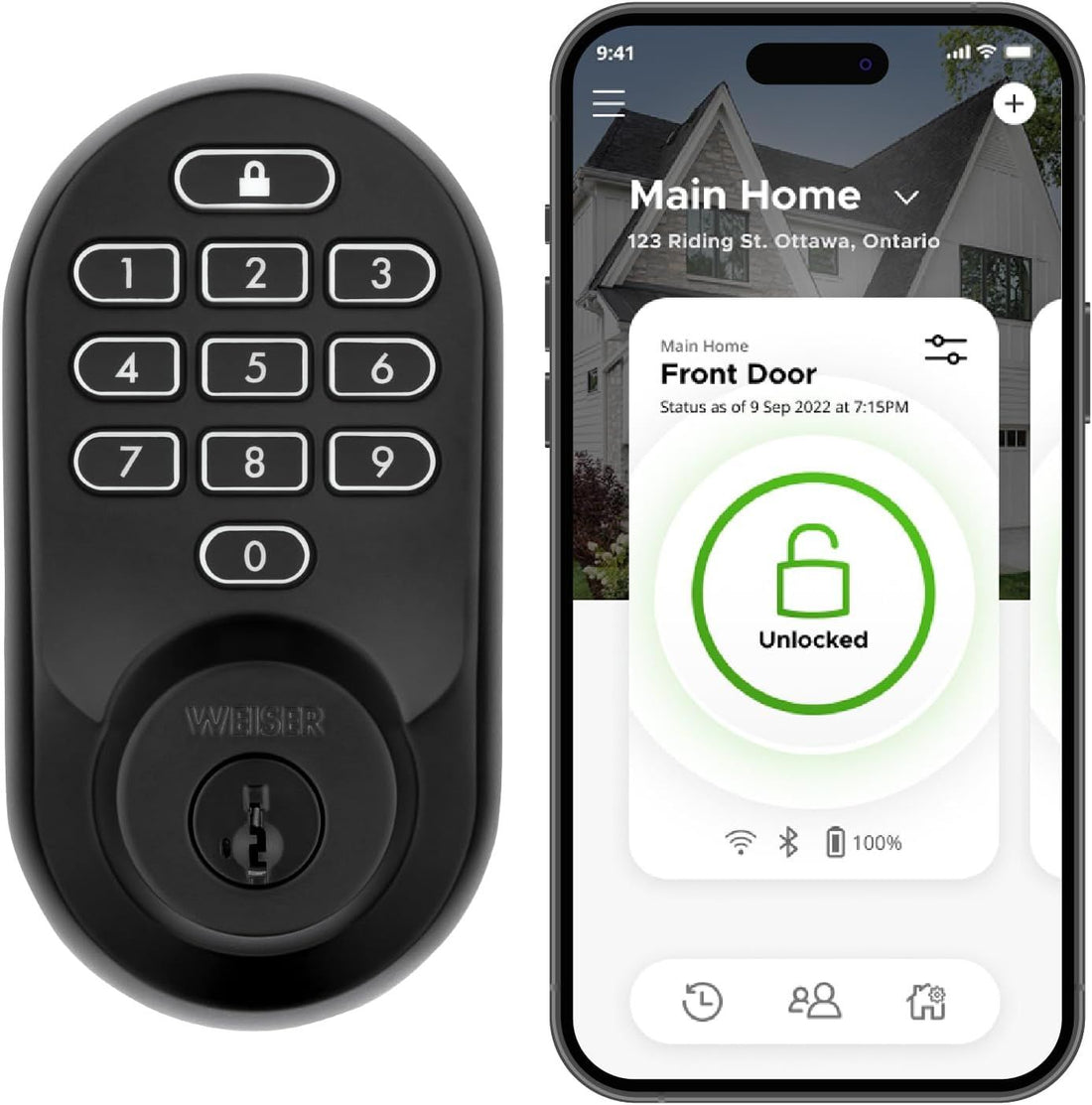 Weiser Halo Matte Black WiFi Smart Lock, Keyless Entry Door Lock, Touchpad Keypad Door Lock, Amazon Alexa & Google Assistant/Google Home Compatible, Deadbolt Lock, Smart Locks for Entry Door