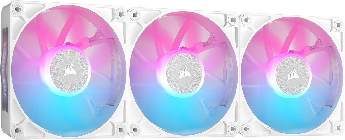 CORSAIR iCUE Link RX120 RGB 120mm PWM Fans with iCUE Link System Hub - Magnetic Dome Bearing - Triple Pack - White