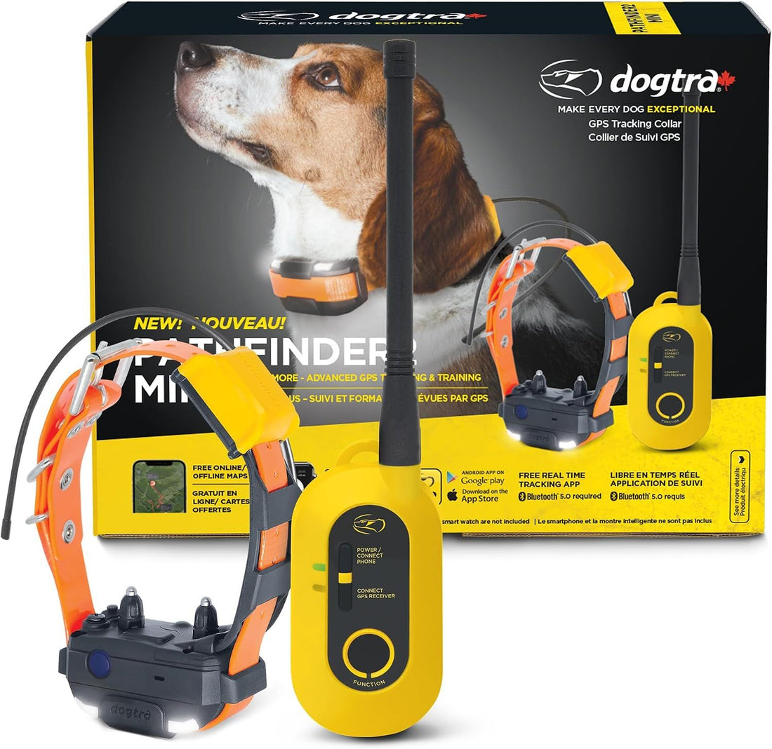 Dogtra Canada Pathfinder 2 Mini GPS Dog Tracker e Collar 5 KM Long Range LED Light No Monthly Fees Free App Waterproof Smartwatch Control Based Real Time Tracking Multiple Dogs Smartphone Required