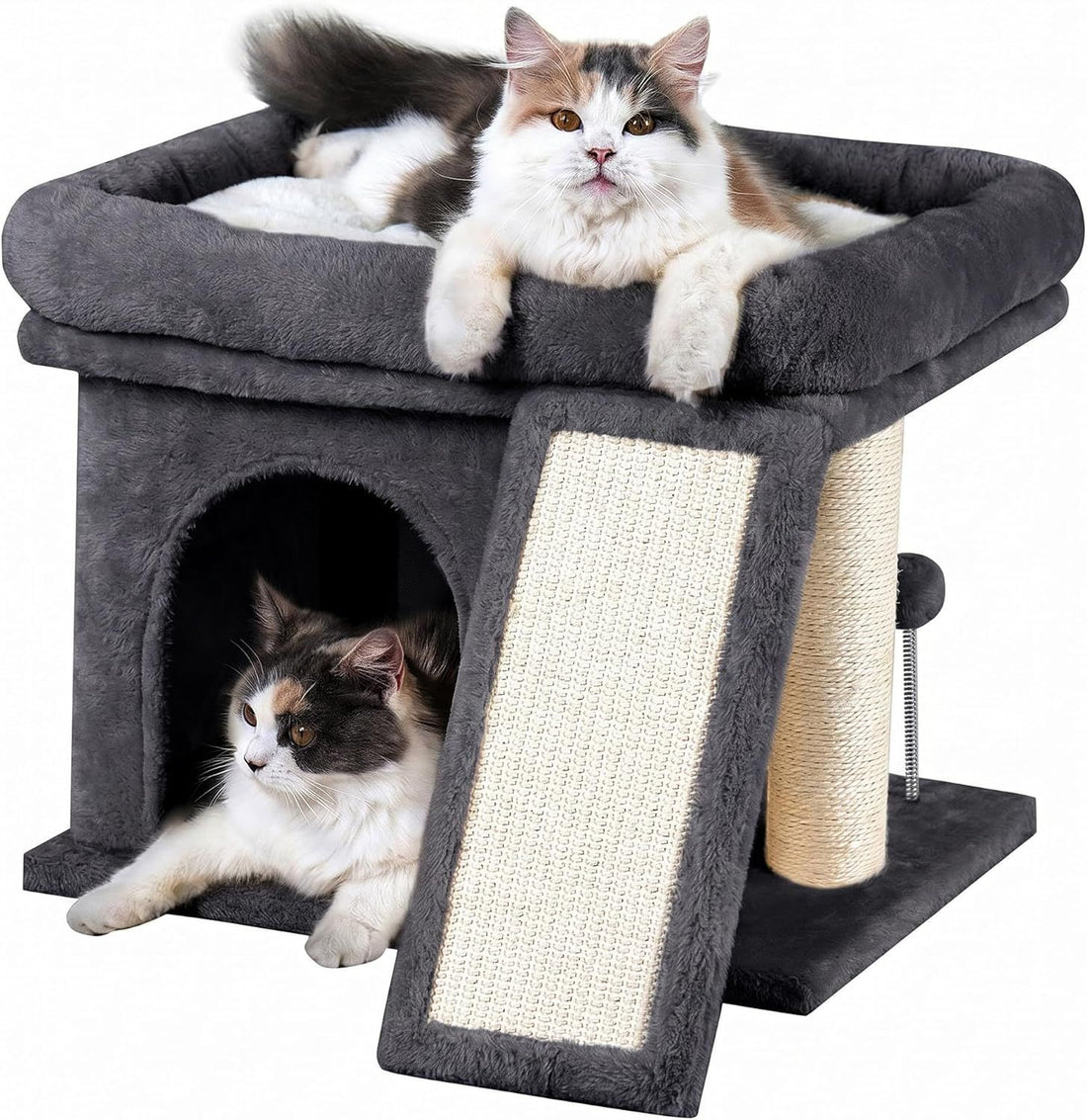 Aechonow Cat Tree Tower for Large Cat, Arbre à Chat Pour Grands Chats, 20 * 16.5 Inch Spacious Perch for Adult Cats, Cat Toy and Scratching Post, Dark Gray