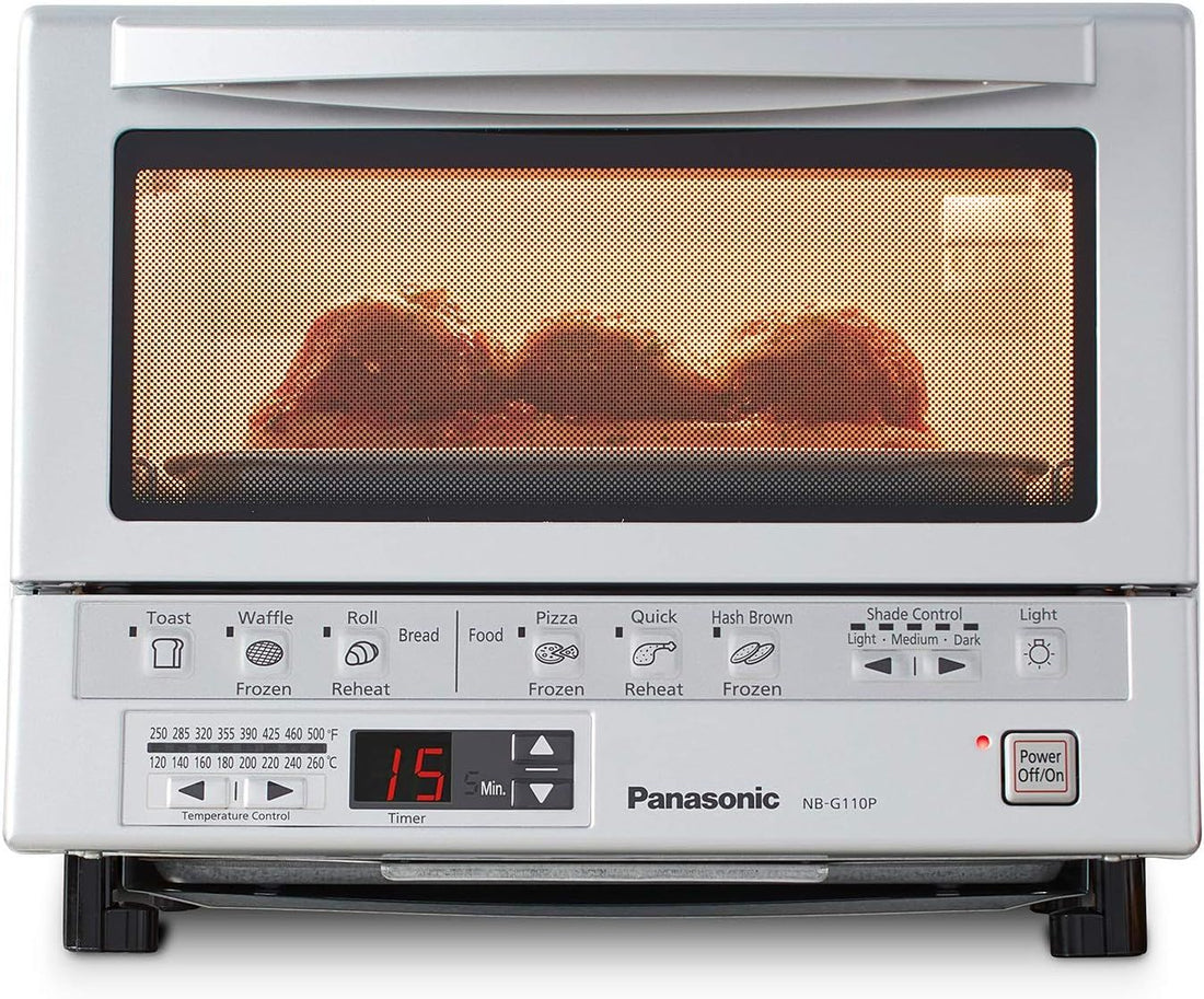 Panasonic Toaster Oven FlashXpress with Double Infrared Heating and Removable 9-Inch Inner Baking Tray, 12 x 13 x 10.25, Silver