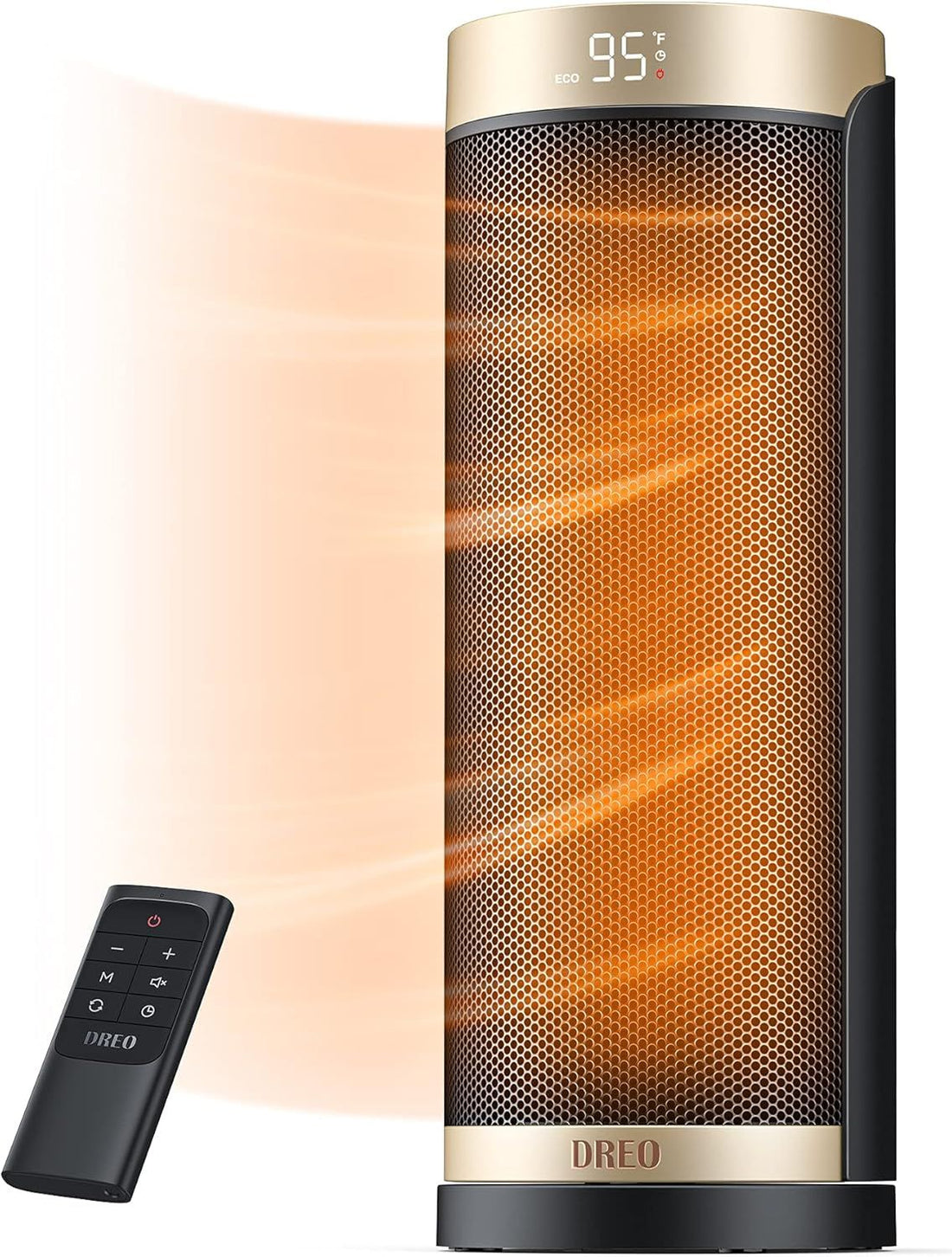 DREO Space Heater for Indoor Use, 16 inch Portable Electric Heater with Remote for Bedroom, 1500W PTC Ceramic Fast Heating with Thermostat, Overheating &Tip-Over Protection, 70°Oscillating, 12H Timer