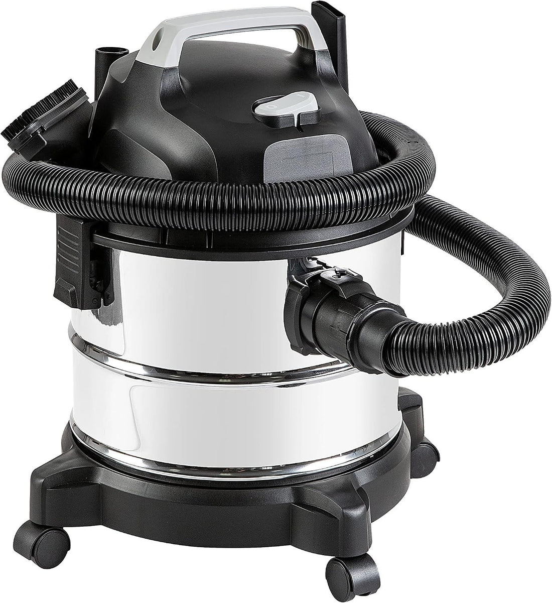 Amazon Basics Stainless Steel Tank 4 gallon, 3 HP Powerful Suction Wet/Dry Vacuum for Garage and Car, Grey/Black