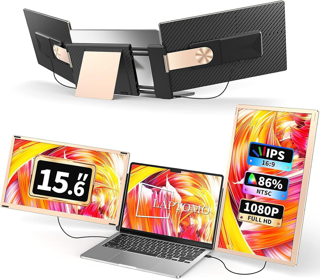 S6 Laptop Screen Extender Monitor Portable, 15.6\'\' Dual Screen Monitor for Laptop Plug and Play, FHD 1080P IPS Multi Triple Monitor for 13\'\'-17\'\' Laptops Compatible with Mac/Wins/Android/Dex
