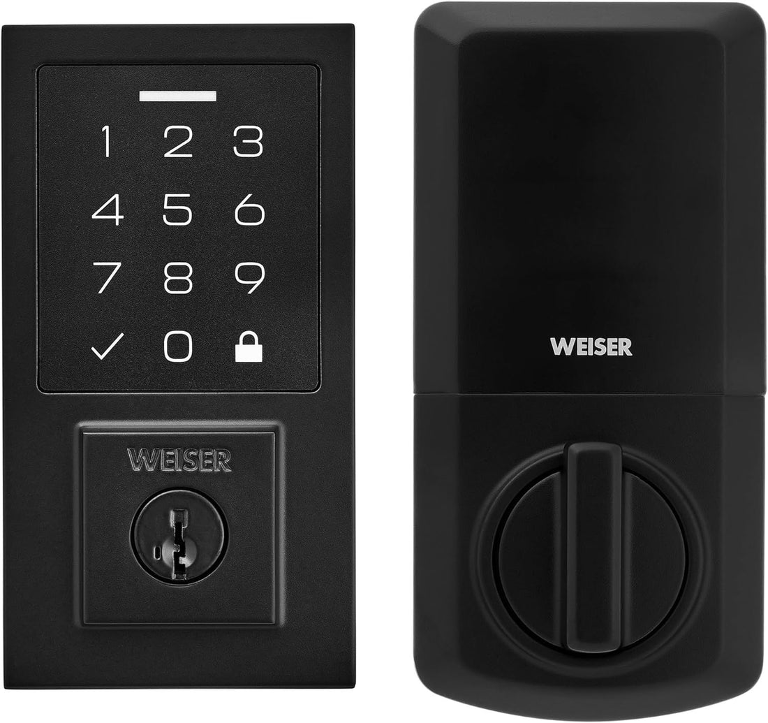 Weiser SmartCode Matte Black Keyless Entry Door Lock/Deadbolt Lock, 10-Button Touchpad Door Lock with Backlit Keypad, Up to 50 User Codes, Electronic Door Locks for Front Door, Modern Home Décor