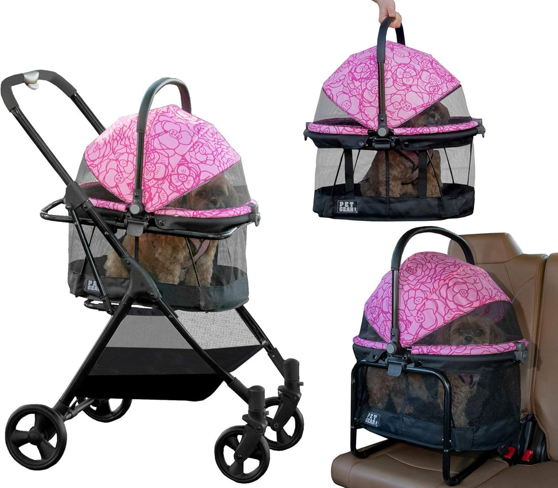 Pet Gear, A Vermont Family Owned Company Since 1936, 3-in-1 Travel System, View 360 Stroller Converts to Carrier and Booster Seat with Easy Click N Go Technology, for Small Dogs & Cats, 4 colors