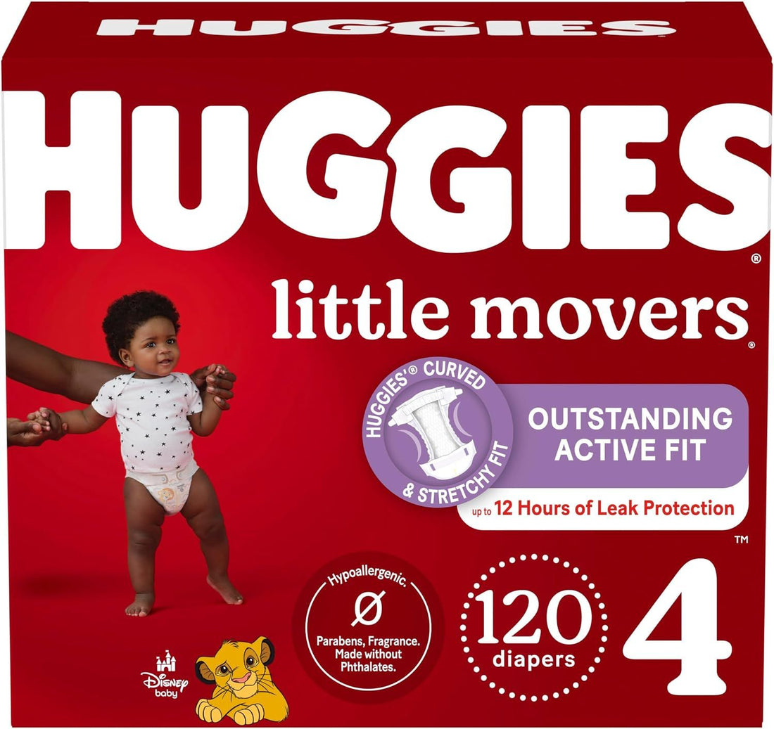 Disposable Baby Diapers Size 4 - Huggies Little Movers, 120ct, Mega Colossal Pack