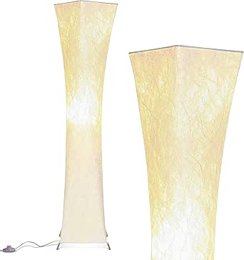 Brightech Harmony Contemporary Lamp for Boho Living Rooms & Offices, LED Floor Lamp for Bedrooms, Tall Lamp with Heavy Base, Mid-Century Modern Standing Lamp for Great Living Room Décor – White Shade