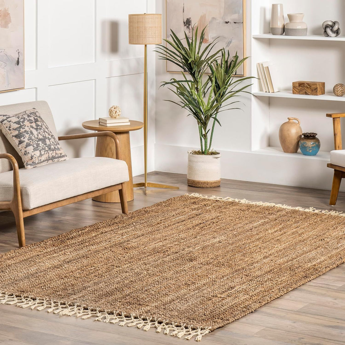 nuLOOM Raleigh Farmhouse Jute Tasseled Area Rug, 6\' x 9\', Natural
