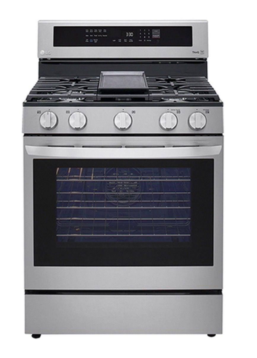 LG 5 Burners 30-in 5.8-cu ft Stainless Steel Gas Range with Air Fry #LRGL5825F