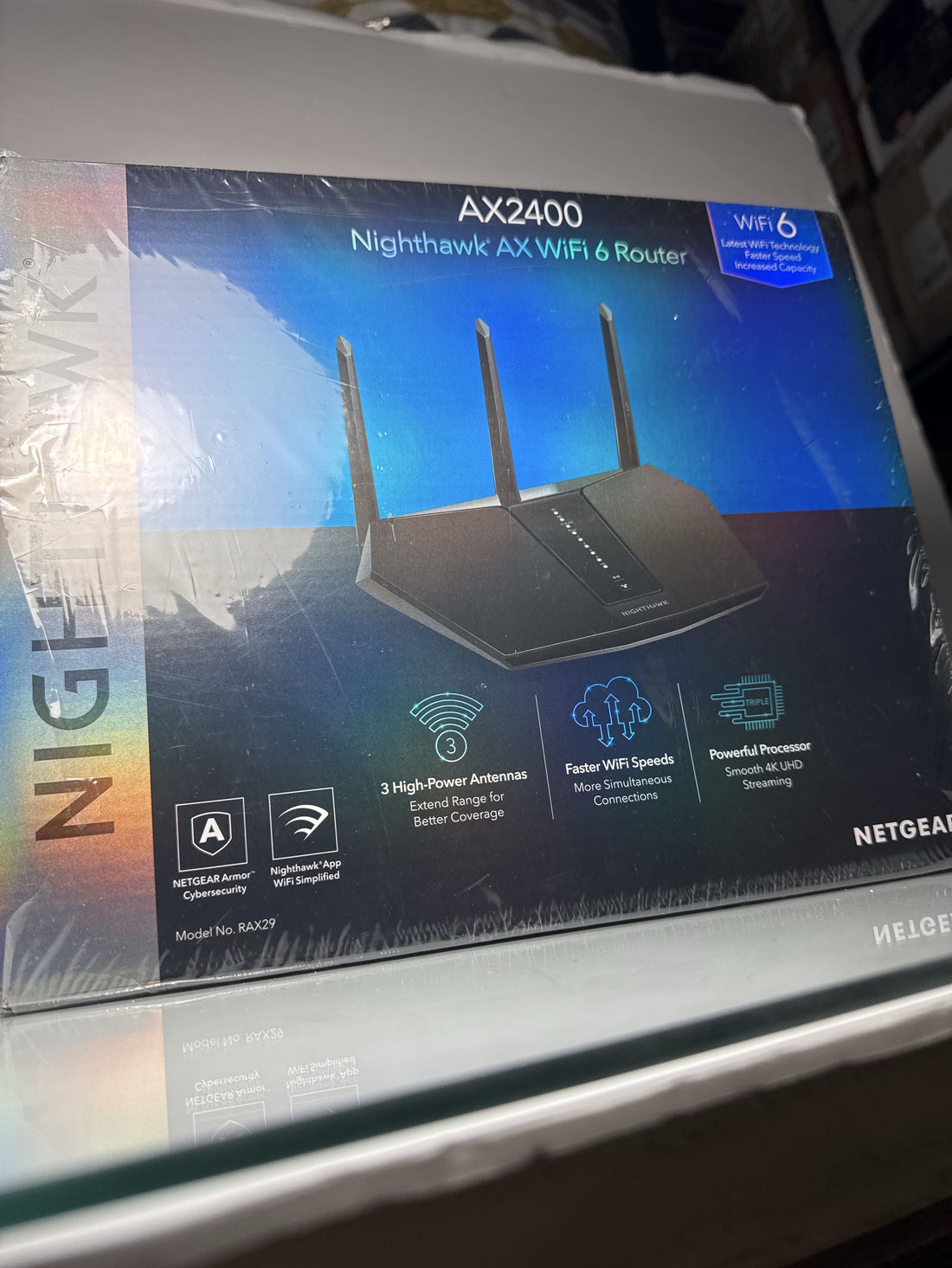 Netgear Nighthawk AX2400 Dual-Band WiFi 6 Router (up to 2.4Gbps) with NETGEAR Armor�, 3.0 USB Port (RAX29)