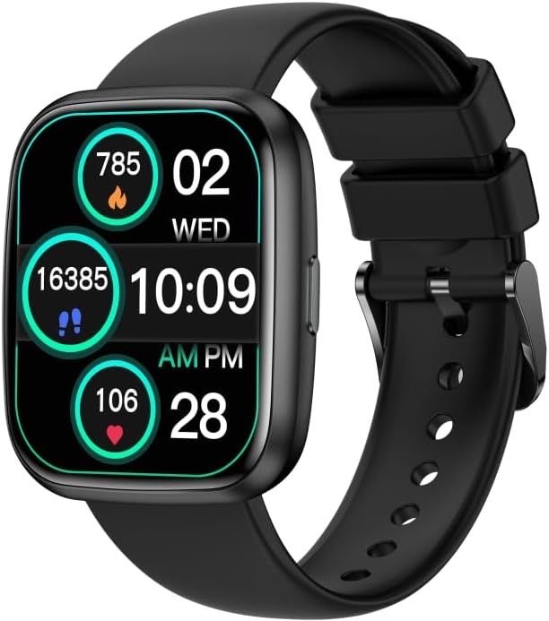 Smart Watches for Men/Women, 1.75 Bluetooth Call, AI Voice Smartwatch, 24/7 Heart Rate Monitor, SpO2/Sleep Tracker, IP68 Waterproof, 100+ Sports Fitness Tracker for Android iOS Black
