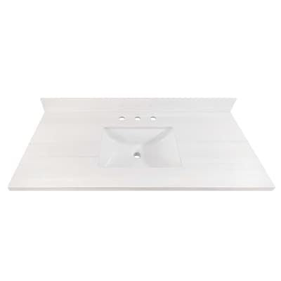 allen + roth Dolomiti Bianco 49-in x 22-in White Sintered Stone Undermount Single Sink Widespread Faucet Mount Bathroom Vanity Top