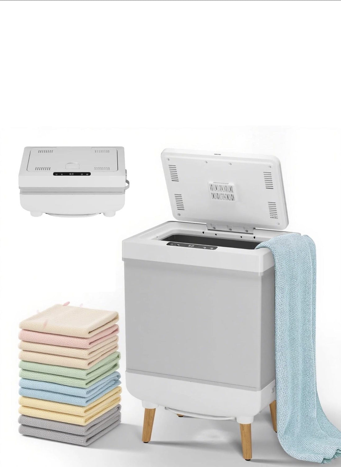 Garvee Foldable Towel Warmer Bucket 35L, Electric Towel Dryer Heater with Timer & Auto Shut Off, Compact for Bathrooms, Spas, Apartments