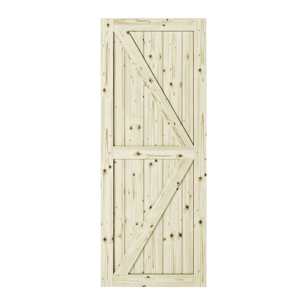 Colonial Elegance 37 inch X 84 inch Artisan K Brace Unfinished Knotty Pine Interior Barn Door Slab