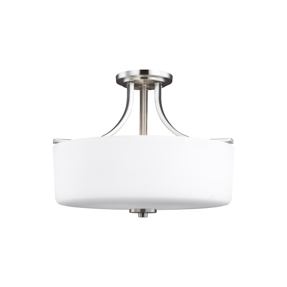 Generation Lighting Canfield 100w. 3-Light Brushed Nickel Semi-Flush Mount
