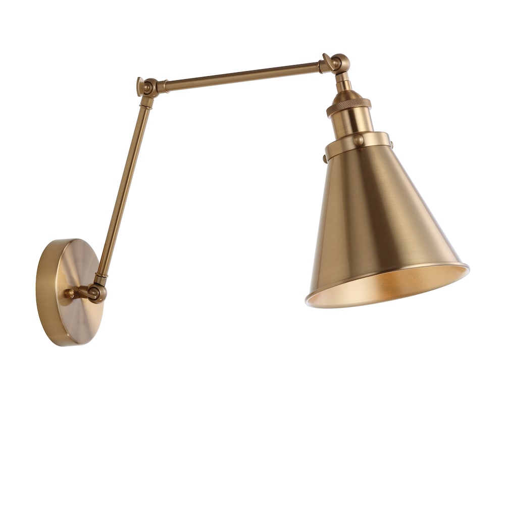 JONATHAN Y Rover 7 Adjustable Arm Metal LED Wall Sconce, Brass