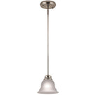 Project Source Fallsbrook 1 -Light Brushed nickel Traditional Etched glass Bell Mini Hanging Pendant Light