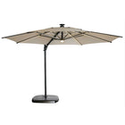 allen + roth 11-ft Aluminum Beige Slide-tilt Cantilever Patio Umbrella with Lights with Base