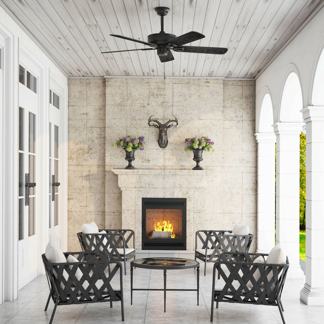 Harbor Breeze Calera 52-in Bronze with Uncovered Outdoor Ceiling Fan Light Kit Compatible and Pull Chain Included