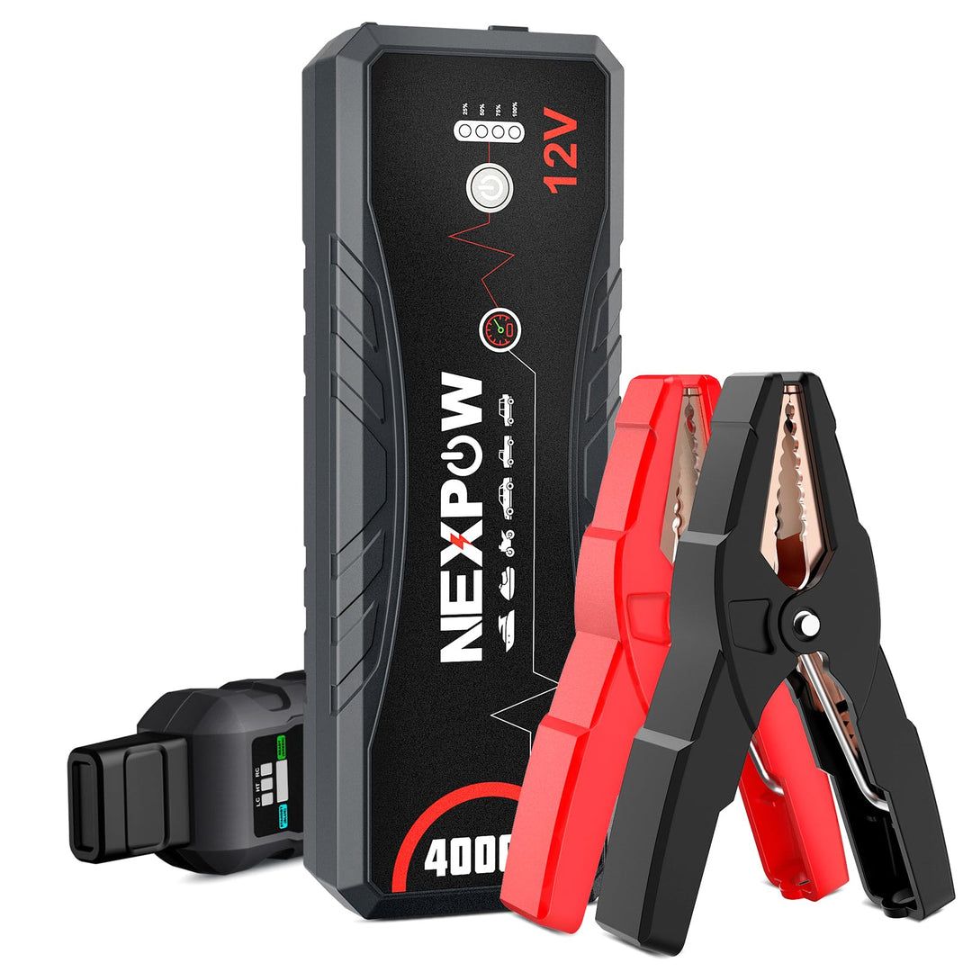 NEXPOW Car Jump Starter, Car Battery Jump Starter 4000A Peak Q11 Pack for Up to All Gas and 10.OL Diesel Engine12V Auto Battery Booster, Jumper Cables, Portable Lithium Jump Box with LED Light/USB QC3.0