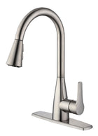 Project Source Ellesburg Stainless Steel Single Handle Deck-mount Pull-down Kitchen Faucet with Sprayer (Includes Deck Plate)