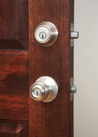 Kwikset Polo Satin Nickel Exterior Single-Cylinder Deadbolt and Keyed Entry Door Knob Combo Pack
