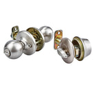 Kwikset Polo Satin Nickel Exterior Single-Cylinder Deadbolt and Keyed Entry Door Knob Combo Pack