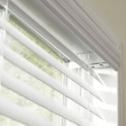 allen + roth Trim at Home 2-in Slat Width 34-in x 64-in Cordless White Faux Wood Room Darkening Horizontal Blinds