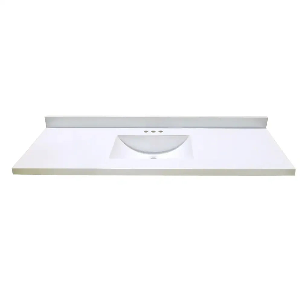 Magick Woods 61 In. W x 22 In. D White Vanity Top with Wave BowlModel # 15103