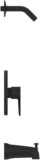 Pfister Pfirst Modern Matte Black Shower Faucet Set with Bathtub Faucet/Tub Spout, Single-Handle Tub & Shower Trim Kit Without Shower Head, 3-Hole, Modern Bathroom Décor