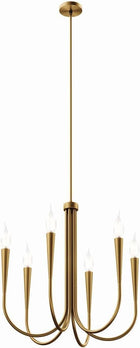 Modway Penrose 6-Light Chandelier in Satin Brass, Brown, 25 x 25 x 72