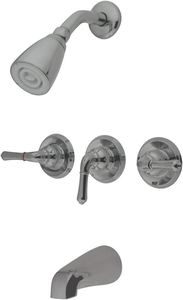 Kingston Brass KB238 Magellan Tub and Shower Faucet with 3-Magellan Handle, Brushed Nickel