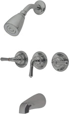 Kingston Brass KB238 Magellan Tub and Shower Faucet with 3-Magellan Handle, Brushed Nickel