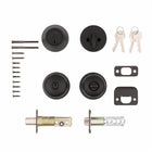 RELIABILT Baron Matte Black Exterior Single-Cylinder Deadbolt and Keyed Entry Door Knob Combo Pack