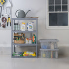 Project Source 34.75-in W x 15.06-in D x 52.625-in H 4 -Tier Gray Plastic Utility Shelving Unit