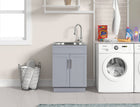 Style Selections 21.4-in x 24.1-in 1 -Basin Light Gray Freestanding Utility tub with Cabinet with Drain with Faucet