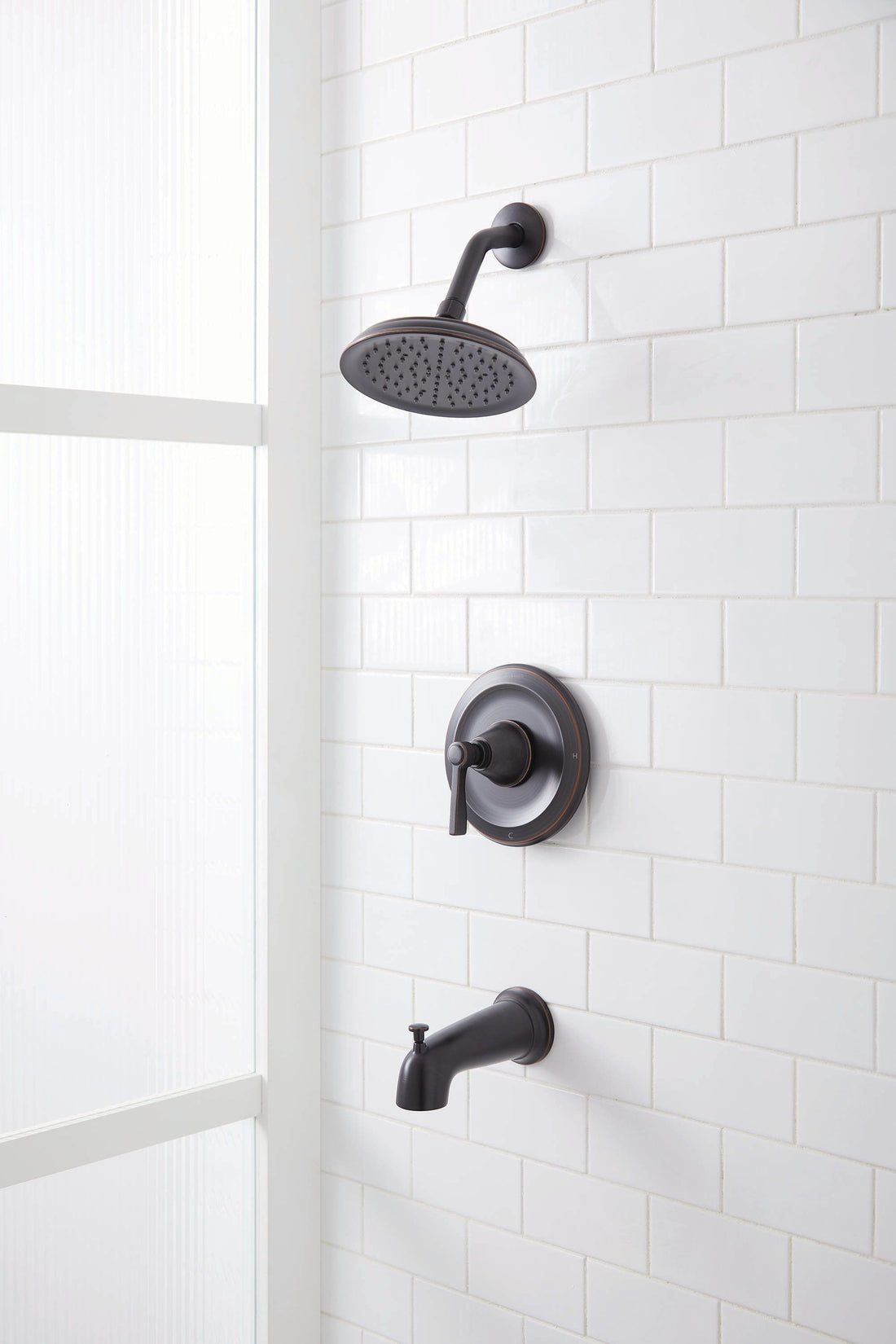 allen + roth Townley Oil rubbed bronze 1-handle 6.0-in Round Bathtub and shower Faucet with Valve (Single Function)