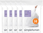simplehuman Code H 100 Count, Dispenser Pack Custom Fit Liners, Drawstring Trash Bags, 30-35L / 8-9 Gallons, White