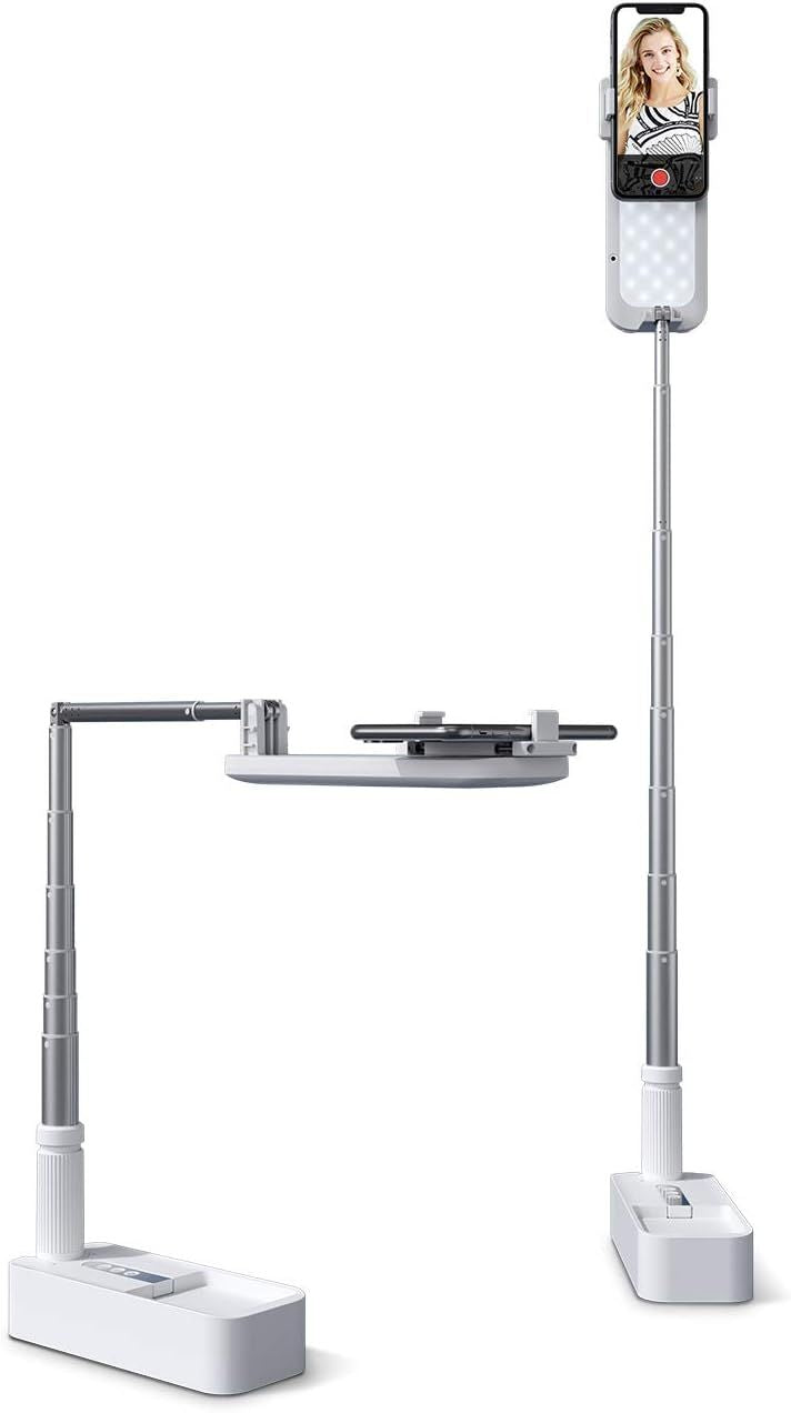 Viozon Extendable Selfie Stand 360° Rotatable Mobile Phone Holder Rechargeable Wireless Foldable LED Light with 7 Brightness for Live Streaming / YouTube/Tikto/Video Recording