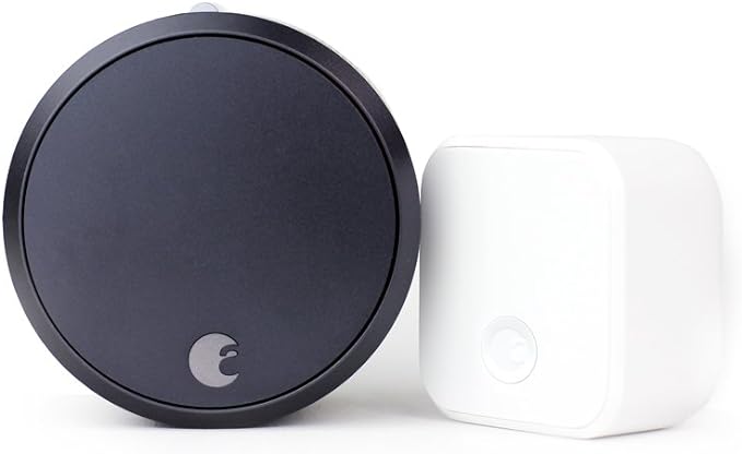August Smart Lock Pro + Connect Hub - Wi-Fi Smart Lock for Keyless Entry - Works with Alexa, Google Assistant, and More ‚Äì Dark Gray