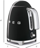 Smeg 50\'s Retro Style Kettle, 1.7L, 7 Cups, Automatic Shut Off, Black, KLF03BLUS