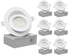 GCN LIGHT Gimbal 3000K 4000K 5000K Adjustable 9W 4 Inch 900LM Dimmable LED Recessed Pot Light, ETL Energy Star Listed IC Rated LED Slim Panel/Downlight with Junction Box, 6 Pack