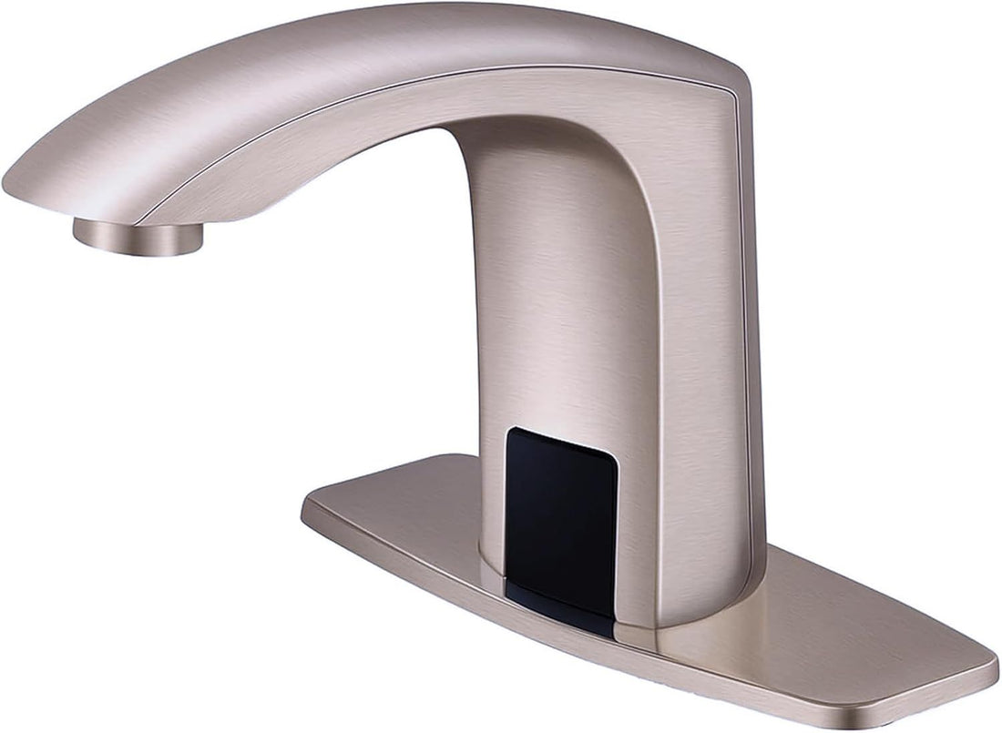 Luxice Sensor Automatic Touchless Bathroom Sink Faucet Hot & Cold Mixer Cover Plate Included Faucet, Brushed Nickell