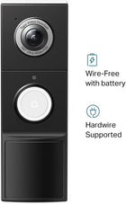 TP-Link Tapo Smart Video Doorbell Camera with Chime, Battery or Wired, 2K 5MP Color Night Vison, No Monthly Fee, 180° Ultra-Wide Head-to-Toe View, Free AI Detection, Cloud & Local Storage (Tapo D235)